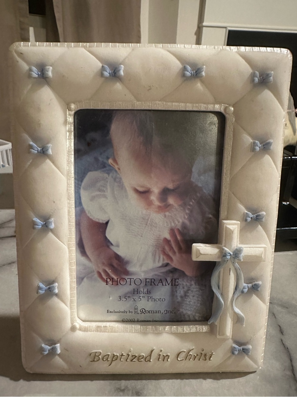 Roma Ivory Keepsake Frame with Light Blue Accents
